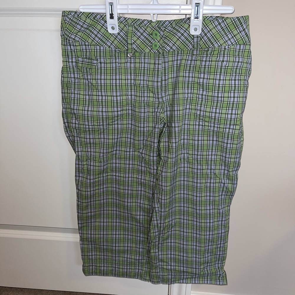 Lole Lightweight Green Plaid Capri Pants